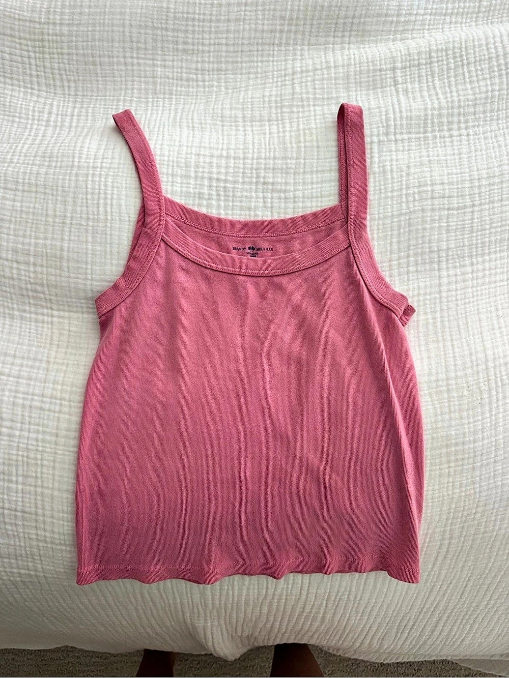 Brandy Melville Skylar Ribbed Tank Pink